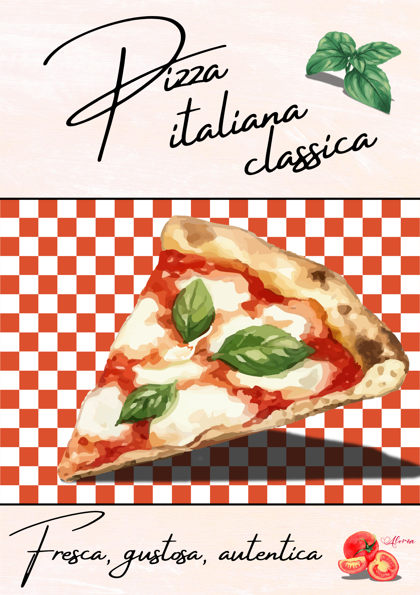 Affiche Pizza Italiana Classica — Décoration Cuisine Italienne — Impression A4/A3 — Collection Dolce Vita