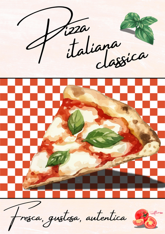 Affiche Pizza Italiana Classica — Décoration Cuisine Italienne — Impression A4/A3 — Collection Dolce Vita